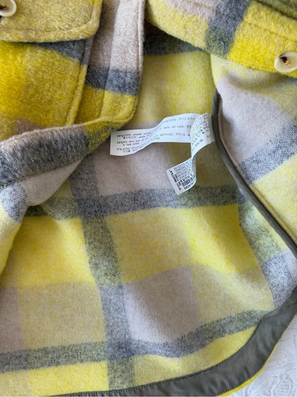 Zara Yellow Plaid Kids Pea Coat 13-14 y.o.
